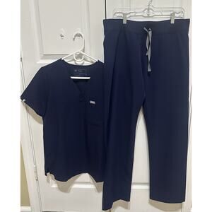 Figs Set Womens Catarina Scrub Top High-waisted Livingston Wide Leg Pants Medium